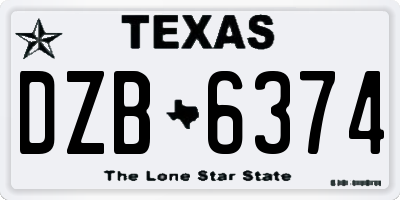 TX license plate DZB6374