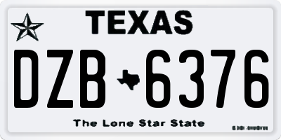 TX license plate DZB6376