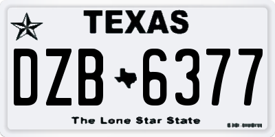 TX license plate DZB6377