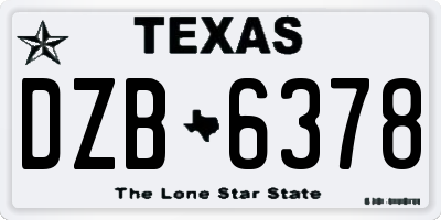 TX license plate DZB6378