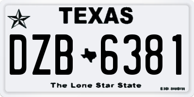 TX license plate DZB6381