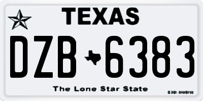 TX license plate DZB6383