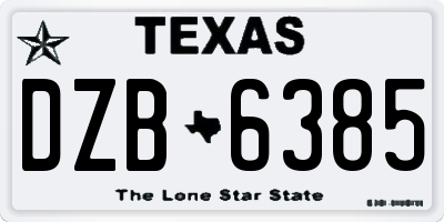 TX license plate DZB6385