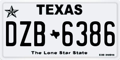 TX license plate DZB6386
