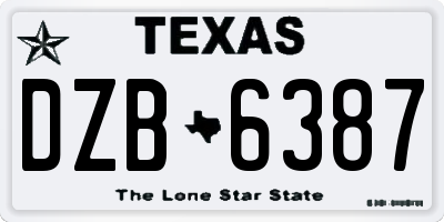 TX license plate DZB6387