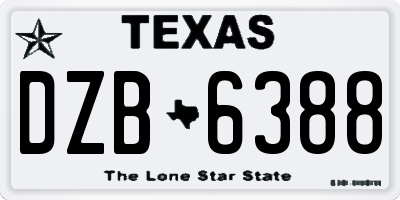 TX license plate DZB6388