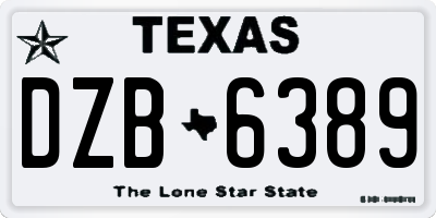 TX license plate DZB6389