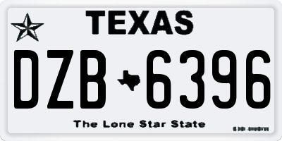 TX license plate DZB6396