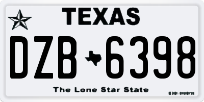 TX license plate DZB6398