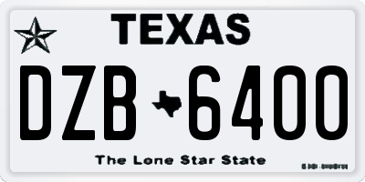 TX license plate DZB6400