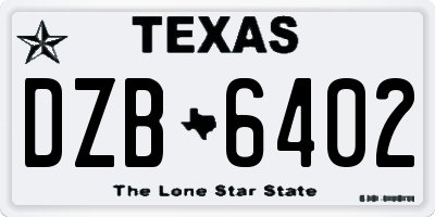 TX license plate DZB6402
