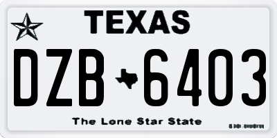TX license plate DZB6403