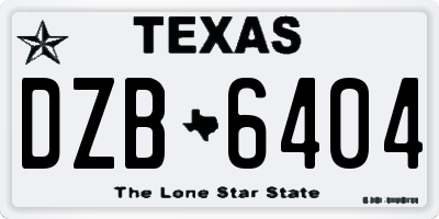 TX license plate DZB6404