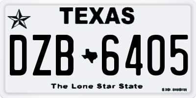 TX license plate DZB6405