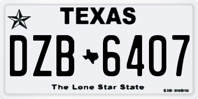 TX license plate DZB6407