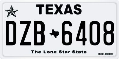 TX license plate DZB6408