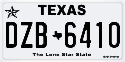 TX license plate DZB6410