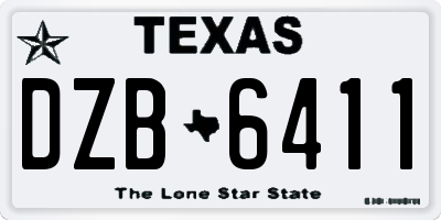 TX license plate DZB6411