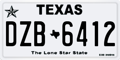 TX license plate DZB6412