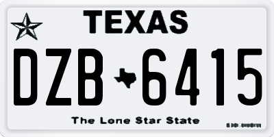 TX license plate DZB6415