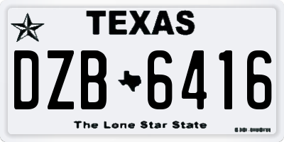 TX license plate DZB6416