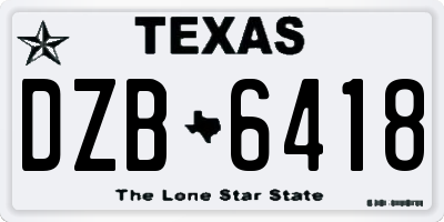 TX license plate DZB6418