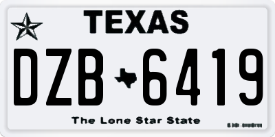 TX license plate DZB6419