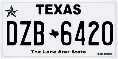 TX license plate DZB6420