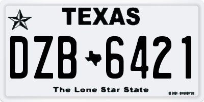 TX license plate DZB6421