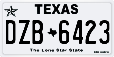 TX license plate DZB6423