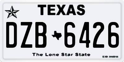TX license plate DZB6426