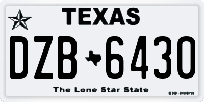 TX license plate DZB6430