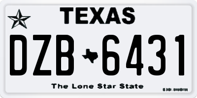 TX license plate DZB6431