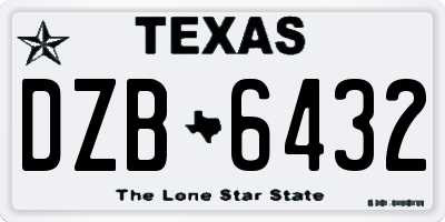 TX license plate DZB6432