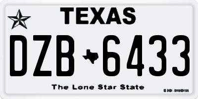 TX license plate DZB6433