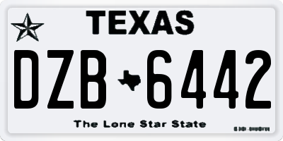 TX license plate DZB6442