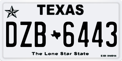 TX license plate DZB6443