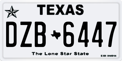 TX license plate DZB6447