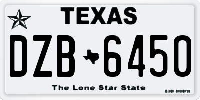 TX license plate DZB6450