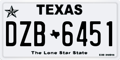 TX license plate DZB6451