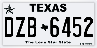 TX license plate DZB6452