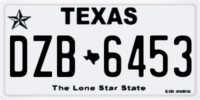 TX license plate DZB6453