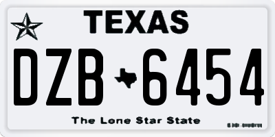 TX license plate DZB6454