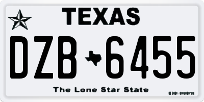 TX license plate DZB6455