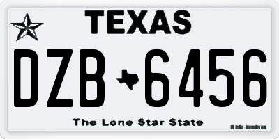 TX license plate DZB6456