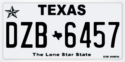 TX license plate DZB6457