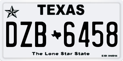 TX license plate DZB6458
