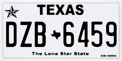 TX license plate DZB6459