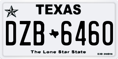 TX license plate DZB6460