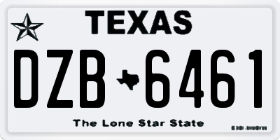 TX license plate DZB6461